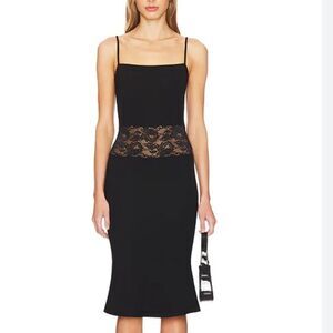 LOBA Medinilla Midi Dress Black Lace Slip Revolve NWT S